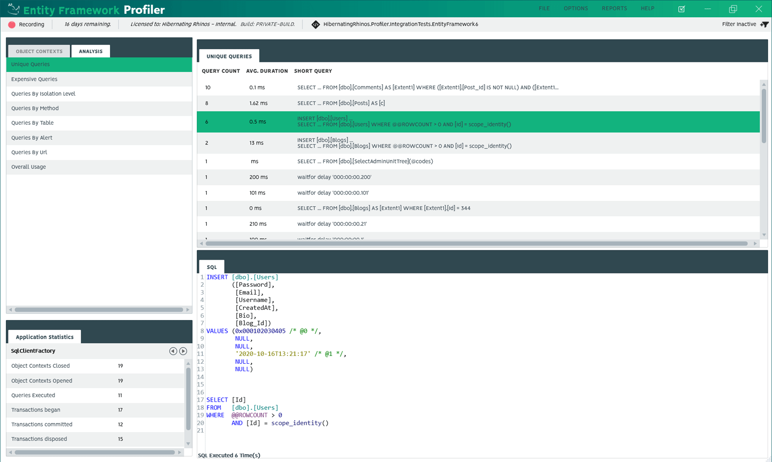 Entity Framework Profiler - Hibernating Rhinos