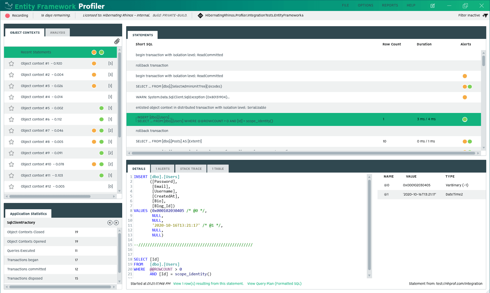 Entity Framework Profiler - Hibernating Rhinos