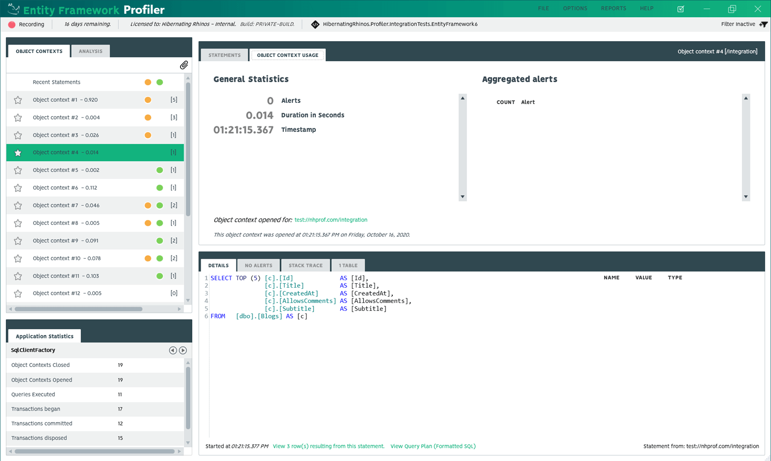 Entity Framework Profiler - Hibernating Rhinos