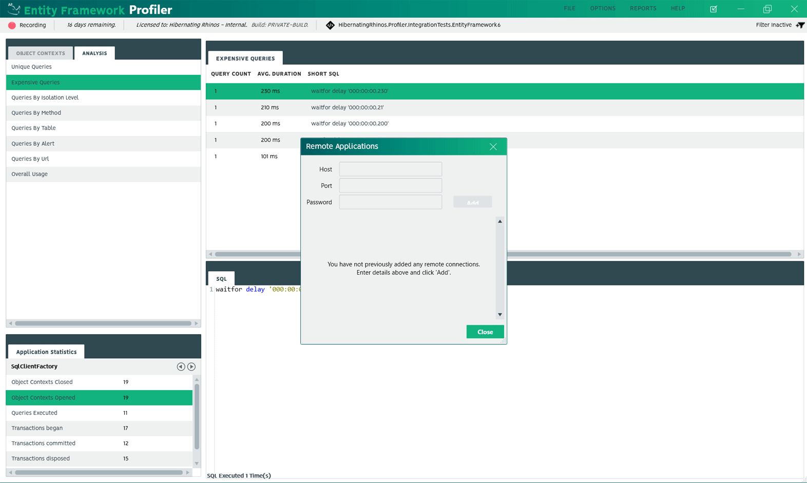Entity Framework Profiler - Hibernating Rhinos