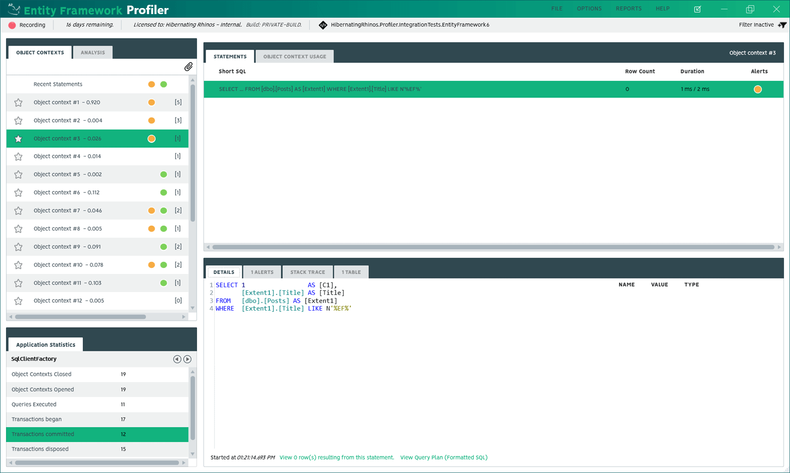 Entity Framework Profiler - Hibernating Rhinos